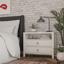 Wide 2024 white nightstand